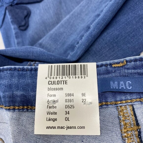Mac Jeans Women's Culotte Blossom Wide Leg Jeans – Size 34 x 26 – Blue - Picture 3 of 13